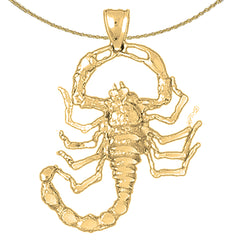 Sterling Silver Scorpion Pendant (Rhodium or Yellow Gold-plated)