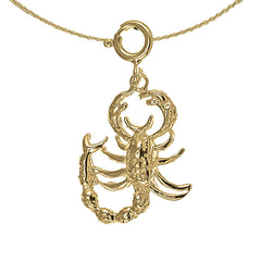 Sterling Silver Scorpion Pendant (Rhodium or Yellow Gold-plated)