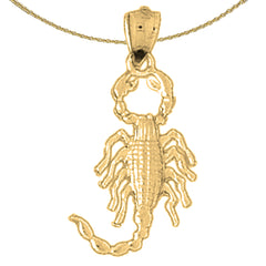 Sterling Silver Scorpion Pendant (Rhodium or Yellow Gold-plated)