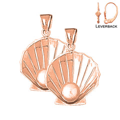 14K or 18K Gold Shell With Pearl Earrings