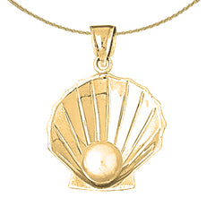Sterling Silver Shell With Pearl Pendant (Rhodium or Yellow Gold-plated)