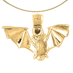 Sterling Silver Bat Pendant (Rhodium or Yellow Gold-plated)