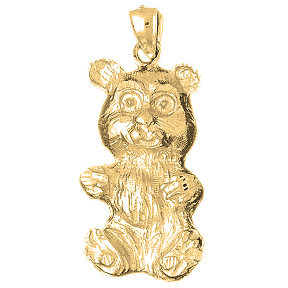 Yellow Gold-plated Silver Teddy Bear Pendant