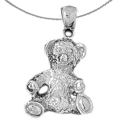 Colgante de osito de plata de ley (bañado en rodio o oro amarillo)