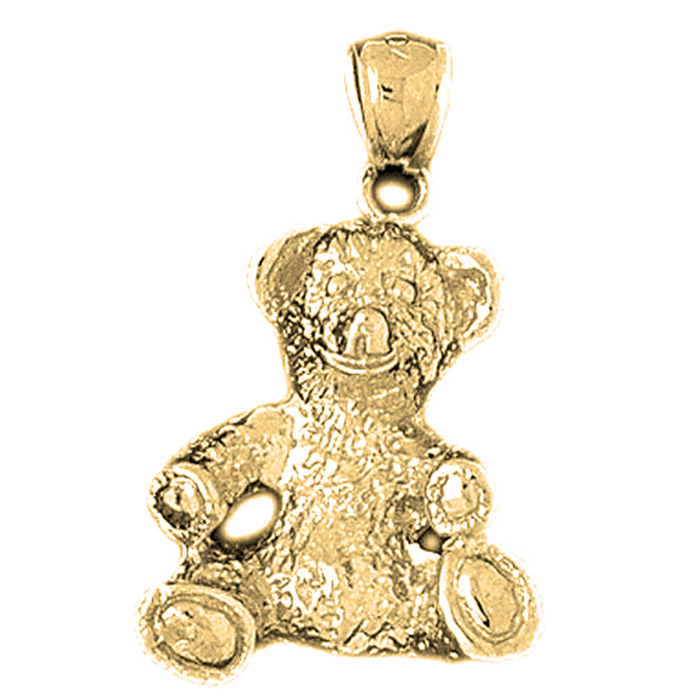 Yellow Gold-plated Silver Teddy Bear Pendant