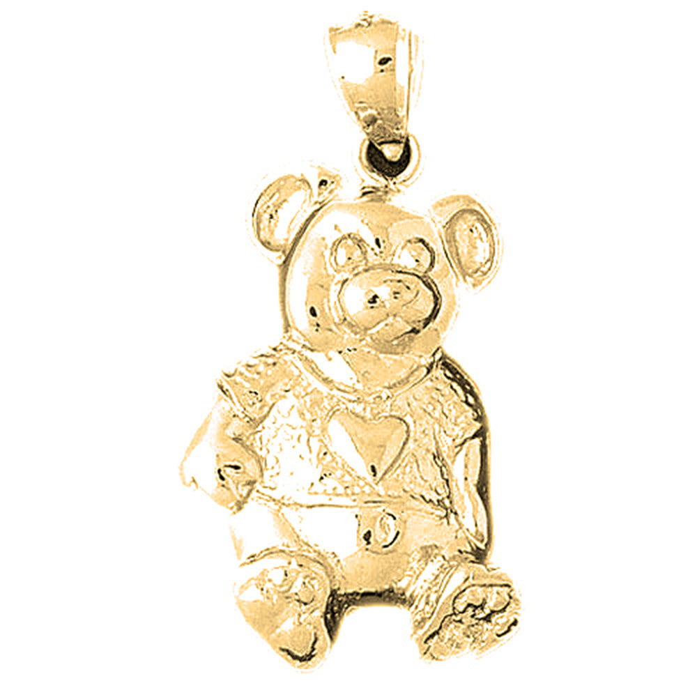 Yellow Gold-plated Silver Teddy Bear Pendant