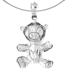 Sterling Silver Teddy Bear Pendant (Rhodium or Yellow Gold-plated)