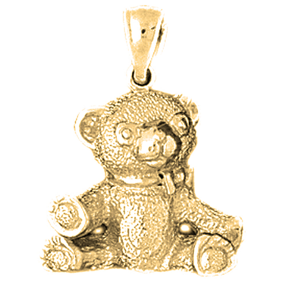 Yellow Gold-plated Silver Teddy Bear Pendant