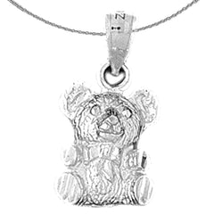 Sterling Silver Teddy Bear Pendant (Rhodium or Yellow Gold-plated)