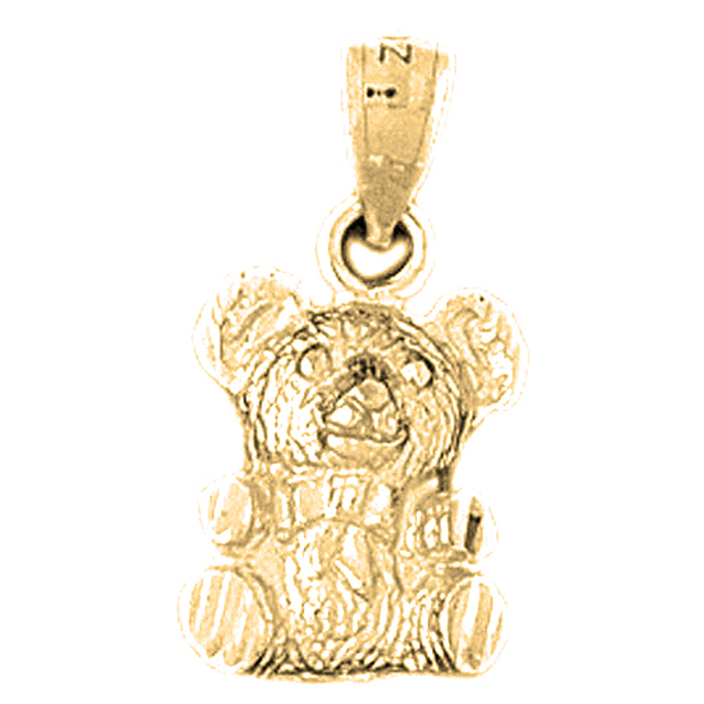 Yellow Gold-plated Silver Teddy Bear Pendant