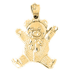 Yellow Gold-plated Silver Teddy Bear Pendant