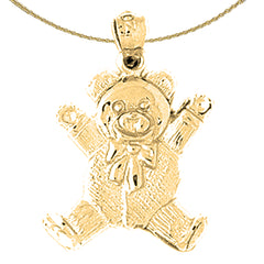 Sterling Silver Teddy Bear Pendant (Rhodium or Yellow Gold-plated)