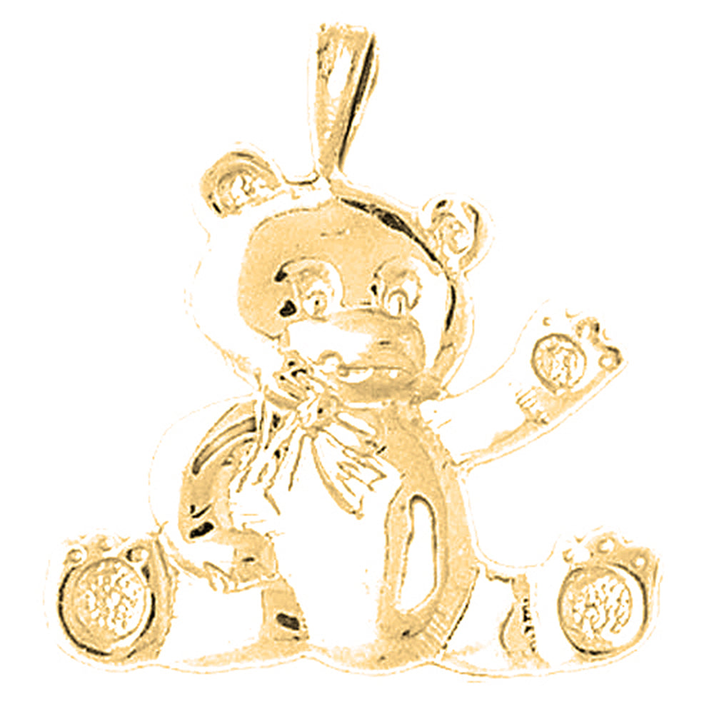 Yellow Gold-plated Silver Teddy Bear Pendant