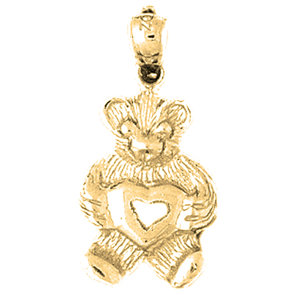 Yellow Gold-plated Silver Teddy Bear Pendant