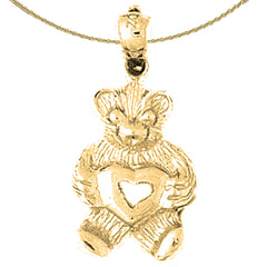 Sterling Silver Teddy Bear Pendant (Rhodium or Yellow Gold-plated)