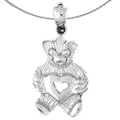Sterling Silver Teddy Bear Pendant (Rhodium or Yellow Gold-plated)