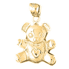 Yellow Gold-plated Silver Teddy Bear Pendant