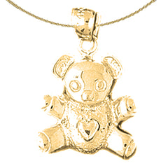 Sterling Silver Teddy Bear Pendant (Rhodium or Yellow Gold-plated)