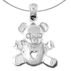 Sterling Silver Teddy Bear Pendant (Rhodium or Yellow Gold-plated)