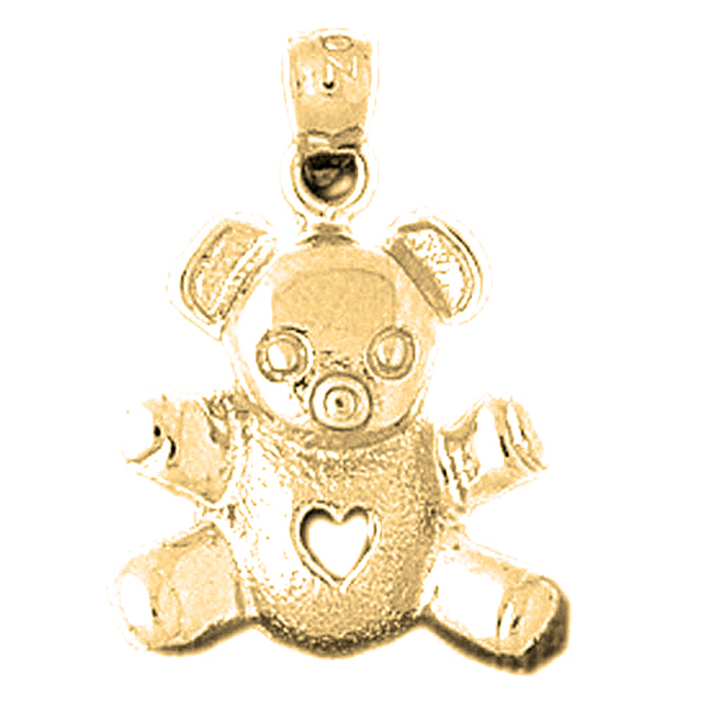 Yellow Gold-plated Silver Teddy Bear Pendant