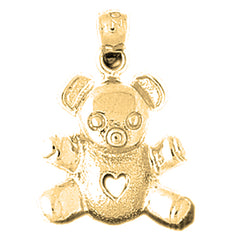 Yellow Gold-plated Silver Teddy Bear Pendant
