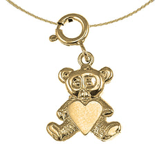 Sterling Silver Teddy Bear Pendant (Rhodium or Yellow Gold-plated)