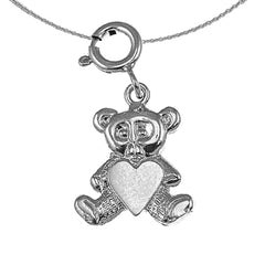 Sterling Silver Teddy Bear Pendant (Rhodium or Yellow Gold-plated)