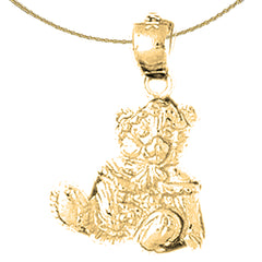 Sterling Silver Teddy Bear Pendant (Rhodium or Yellow Gold-plated)