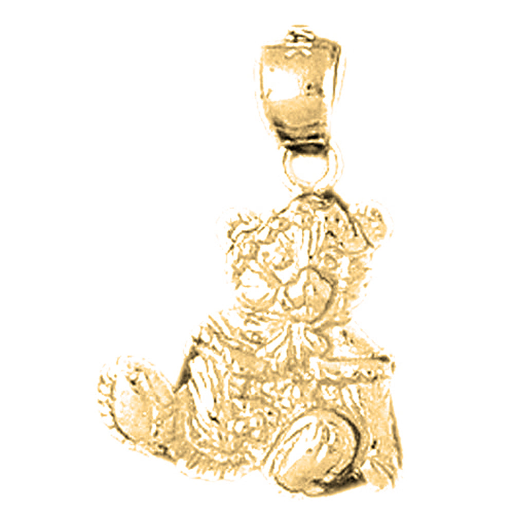 Yellow Gold-plated Silver Teddy Bear Pendant