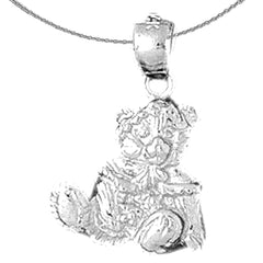Sterling Silver Teddy Bear Pendant (Rhodium or Yellow Gold-plated)
