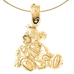 Sterling Silver Teddy Bear Pendant (Rhodium or Yellow Gold-plated)