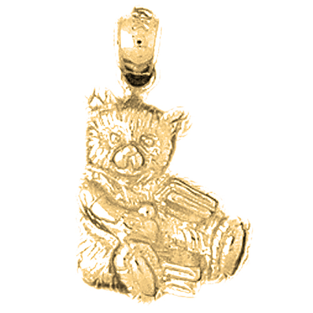 Yellow Gold-plated Silver Teddy Bear Pendant