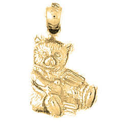 Yellow Gold-plated Silver Teddy Bear Pendant