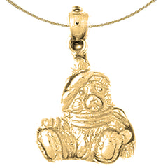 Sterling Silver Teddy Bear Pendant (Rhodium or Yellow Gold-plated)