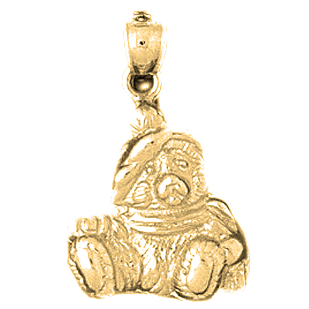 Yellow Gold-plated Silver Teddy Bear Pendant