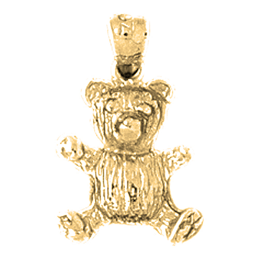Yellow Gold-plated Silver Teddy Bear Pendant