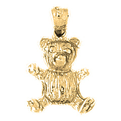 Yellow Gold-plated Silver Teddy Bear Pendant