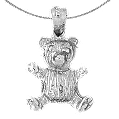 Sterling Silver Teddy Bear Pendant (Rhodium or Yellow Gold-plated)