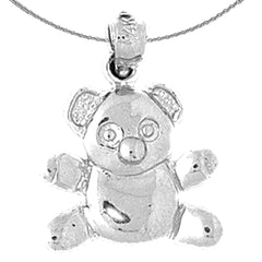 Sterling Silver Teddy Bear Pendant (Rhodium or Yellow Gold-plated)