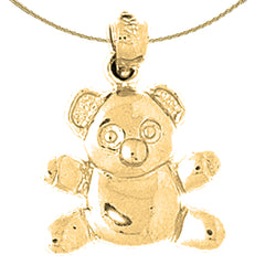 Sterling Silver Teddy Bear Pendant (Rhodium or Yellow Gold-plated)