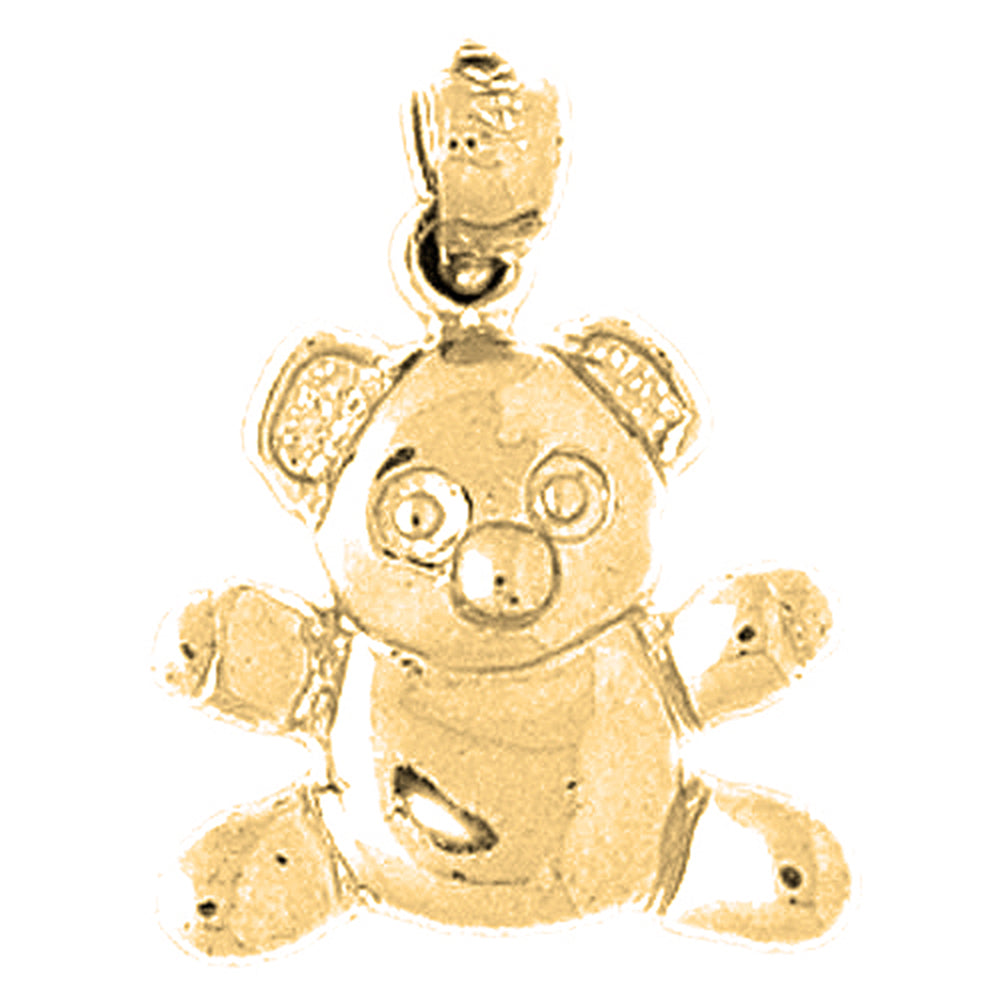 Yellow Gold-plated Silver Teddy Bear Pendant