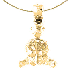 Sterling Silver Teddy Bear Pendant (Rhodium or Yellow Gold-plated)