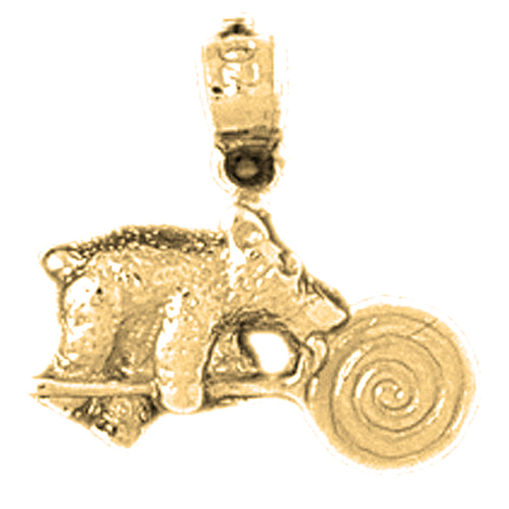 Yellow Gold-plated Silver Teddy Bear Pendant