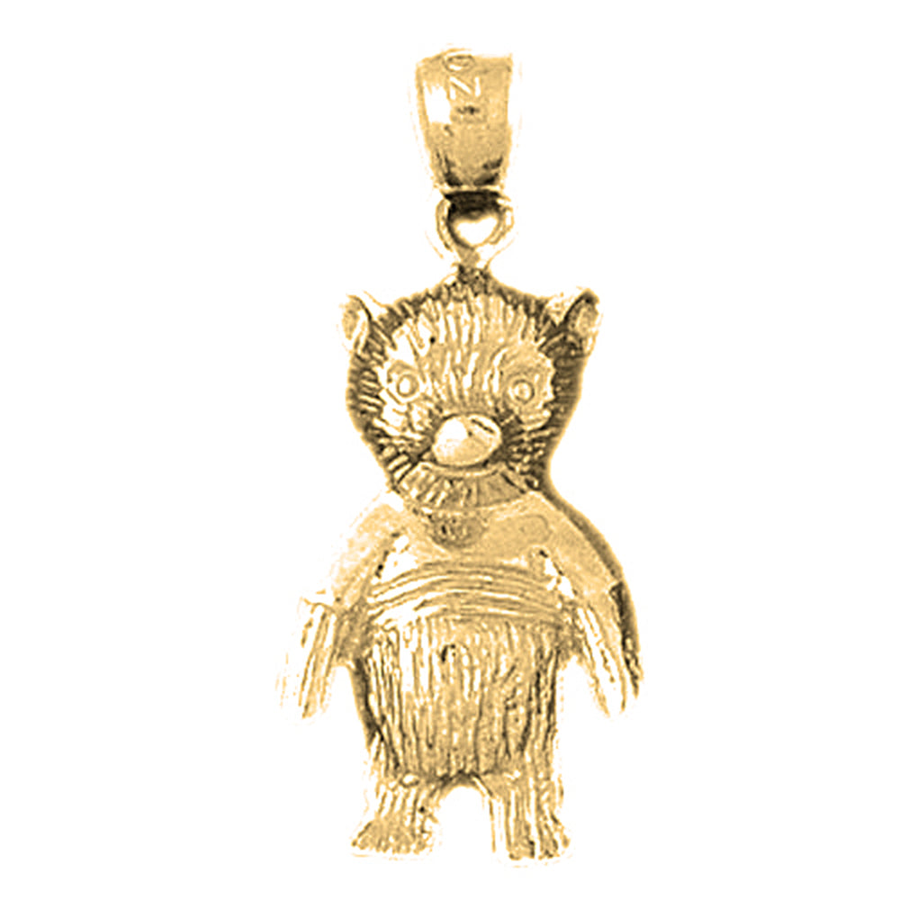 Yellow Gold-plated Silver Teddy Bear Pendant
