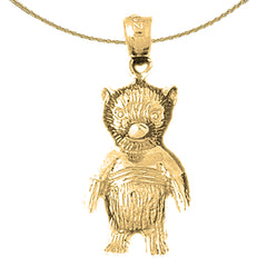 Sterling Silver Teddy Bear Pendant (Rhodium or Yellow Gold-plated)