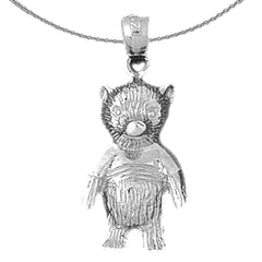 Sterling Silver Teddy Bear Pendant (Rhodium or Yellow Gold-plated)