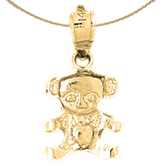 Sterling Silver Teddy Bear Pendant (Rhodium or Yellow Gold-plated)