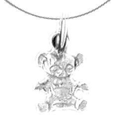 Colgante de osito de plata de ley (bañado en rodio o oro amarillo)