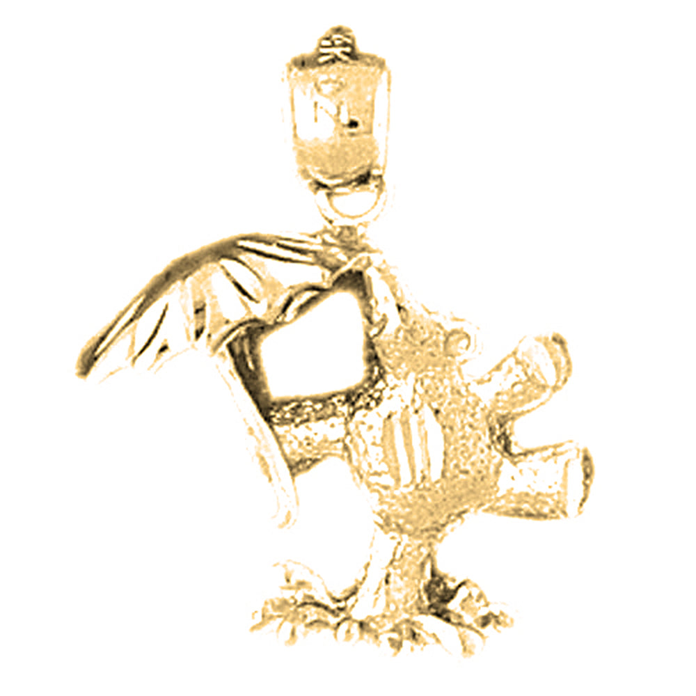 Yellow Gold-plated Silver Teddy Bear With Umbrella Pendant