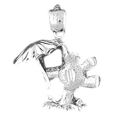 Sterling Silver Teddy Bear With Umbrella Pendant